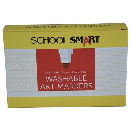 SCHOOL SMART MARKER ART WASHABLE CONICAL TIP BROWN  PACK OF 12 PK 6773W-12BROWN-CO